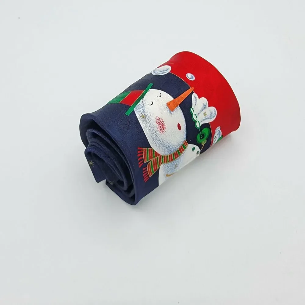 Hallmark Cool Yule Christmas Necktie Men's Red Blue Tie snowman size 58 x 3.75
